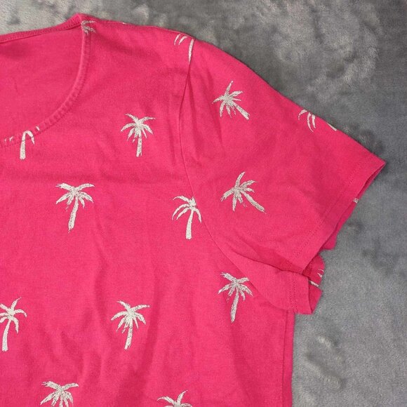 Chicos‎ Women's 3 Vibrant Pink Palm Tree Short Sleeve T-Shirt Beachy Resortwear - Picture 4 of 9